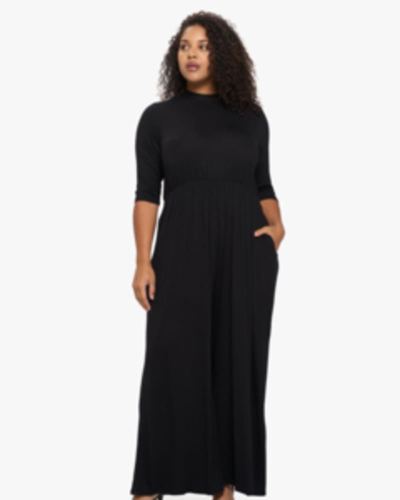Front of a model wearing a plus size Sienna Jumpsuit in Black by L I V D. | dia_product_style_image_id:241097